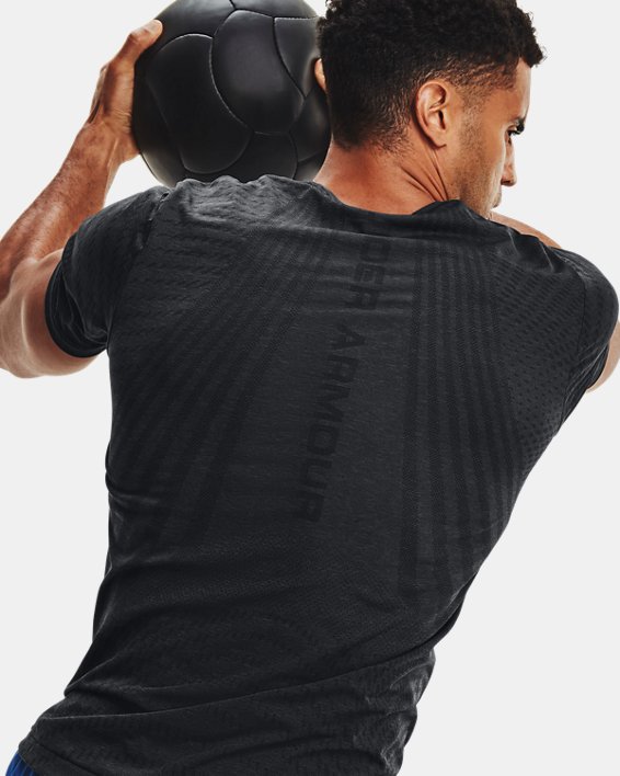 Men's UA RUSH™ HeatGear® Seamless Illusion Short Sleeve, Black, pdpMainDesktop image number 0